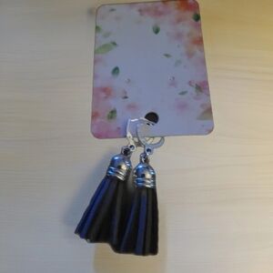 Handcrafted By Nanaluvcreations Taupe Fringe Suede Leather Hoop Earrings